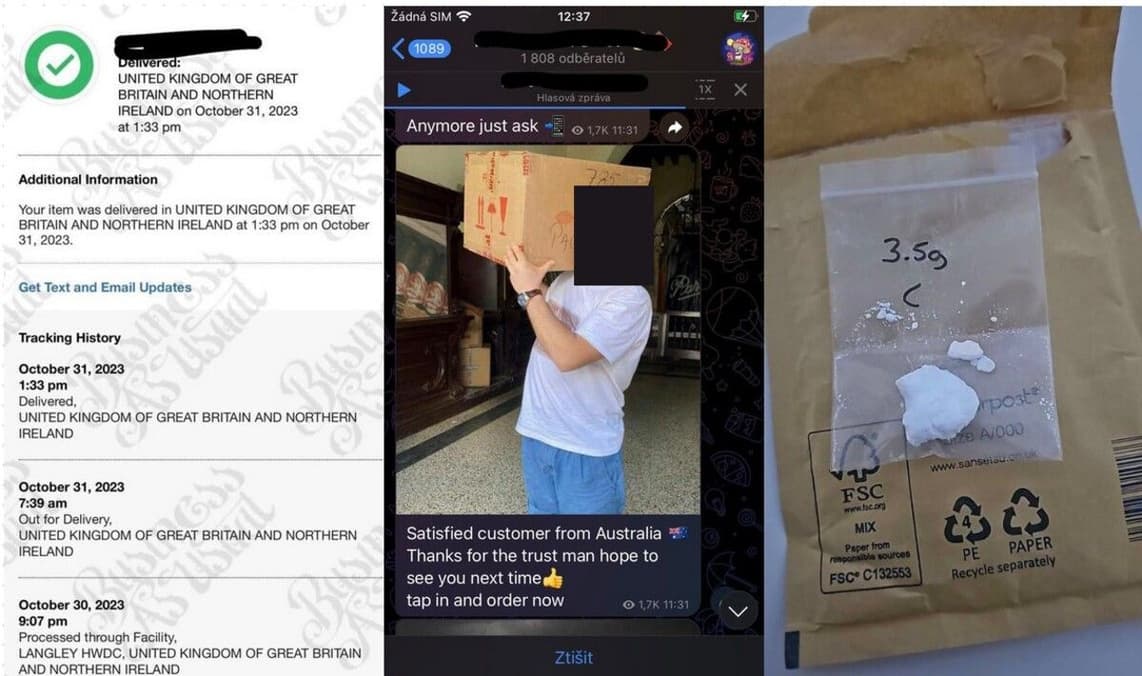 Správci telegramových kanálů zveřejňují trasování zásilek, spokojené zákazníky (obličej zakryla investigace.cz), nebo balíčky, aby získali důvěru svých zákazníků. 