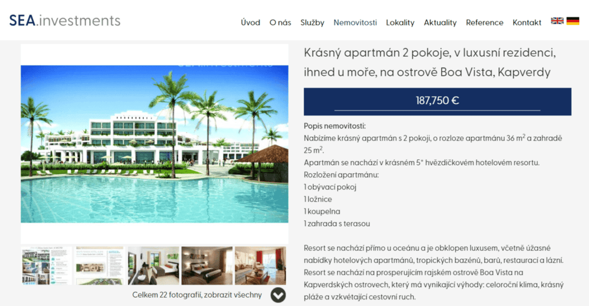 Inzerce - Apartmány The Resort Group na Kapverdách jsou stále inzerovány