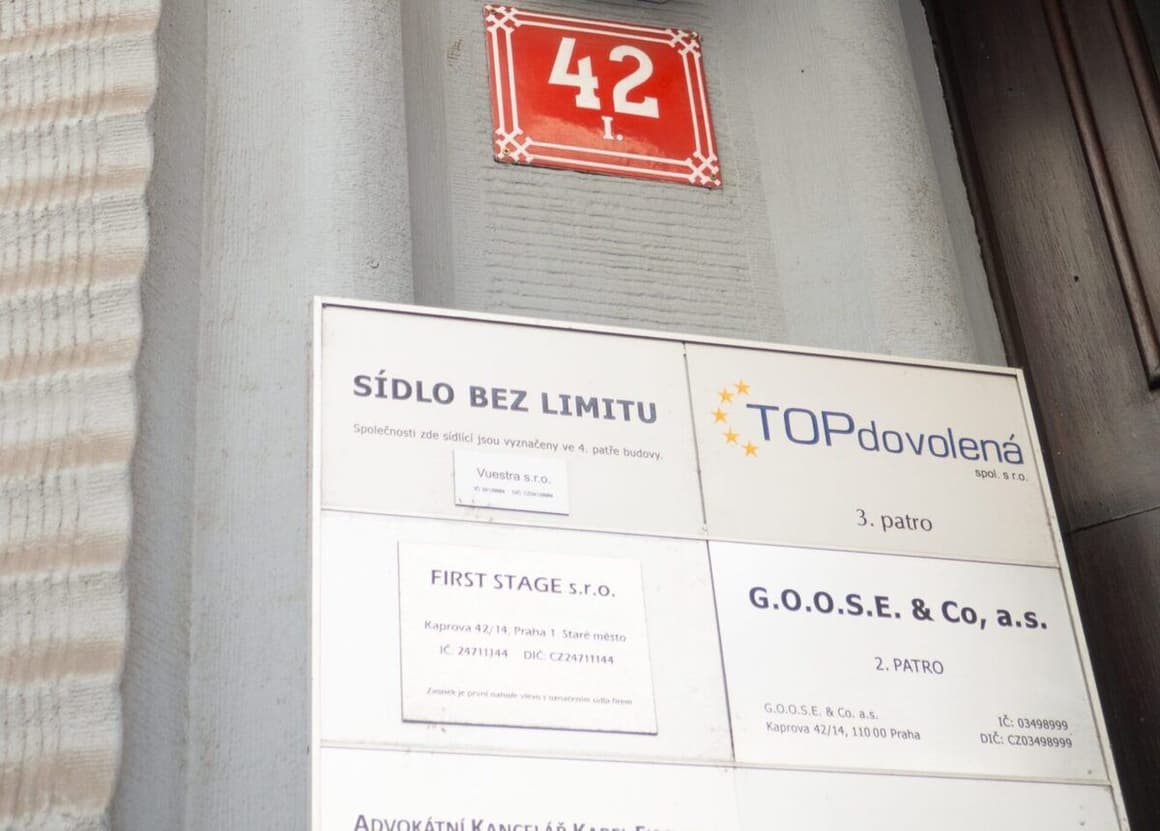 Virtuální sídlo v ulici Kaprova Zdroj: investigace.cz