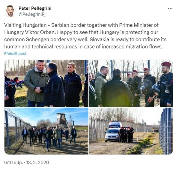 Peter Pellegrini na sociální síti X zveřejnil fotografie ze setkání s Orbánem v roce 2020.