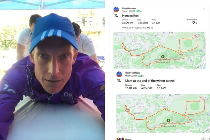 Německý podnikatel Oliver Herrmann, který spolupracoval s Kinahany, zaznamenal desítky běhů v aplikaci Strava také v Praze. Zdroj: Strava / Oliver Herrmann