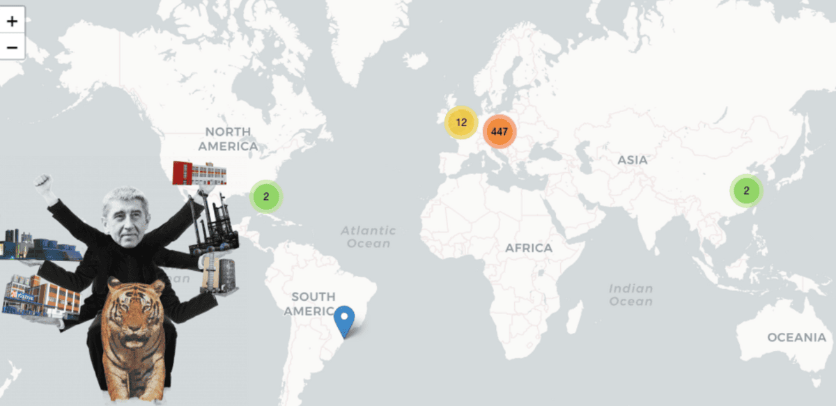 Interaktivní mapa impéria Andreje Babiše
